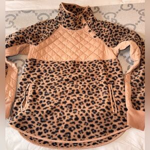 Abercrombie & Fitch Tan Leopard Sherpa Jacket